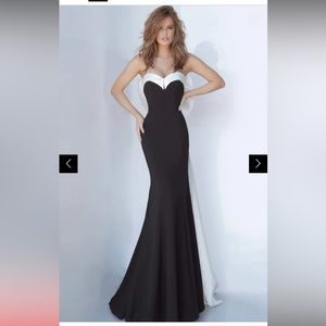 Jovani 12020 Strapless Trumpet Dress with Back Bow Detail NEW